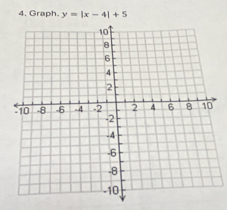 Graph、 y=|x-4|+5