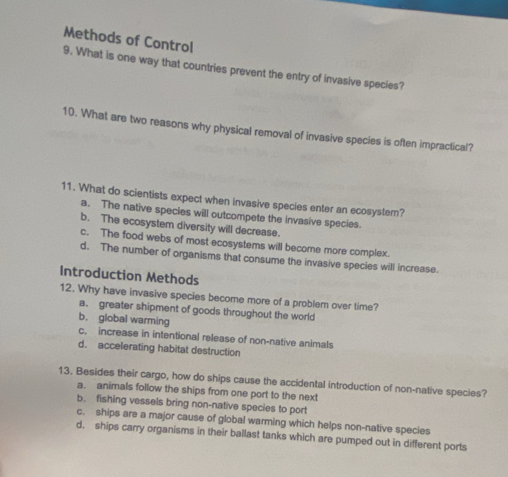 Solved: Methods of Control 9. What is one way that countries prevent ...