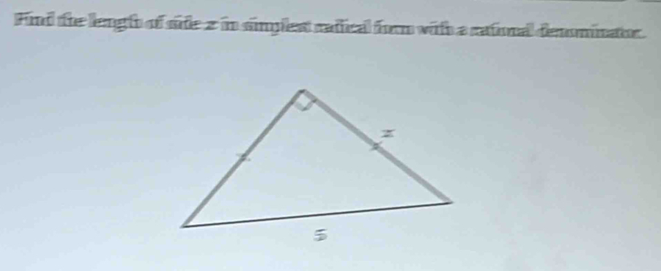 Find the lengh of side 2 in simplest rafical form with a rational denominaor