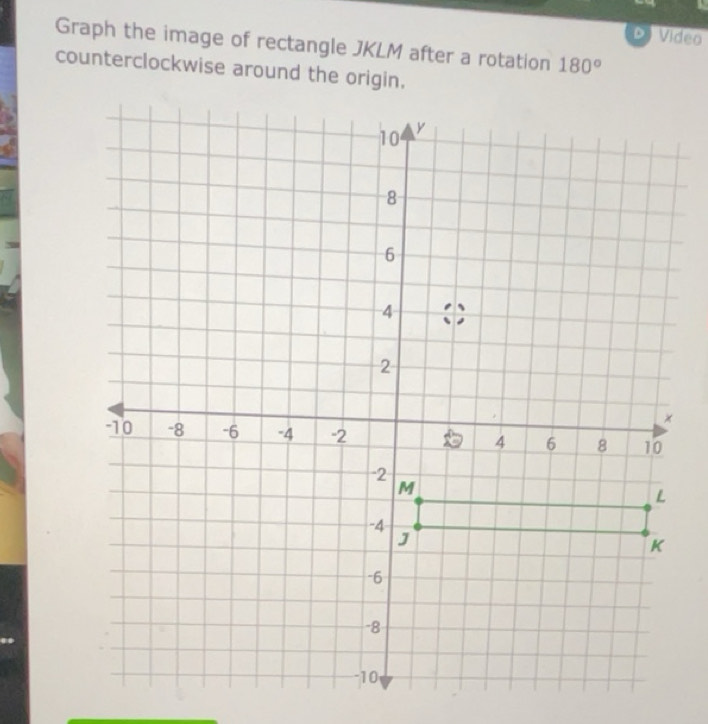 Solved: Video Graph the image of rectangle JKLM after a rotation 180 ...