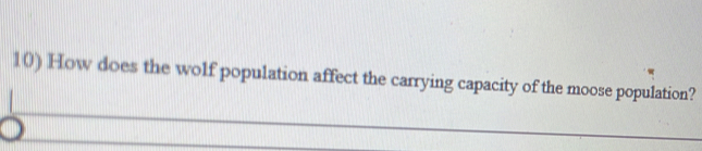 How does the wolf population affect the carrying capacity of the moose population?