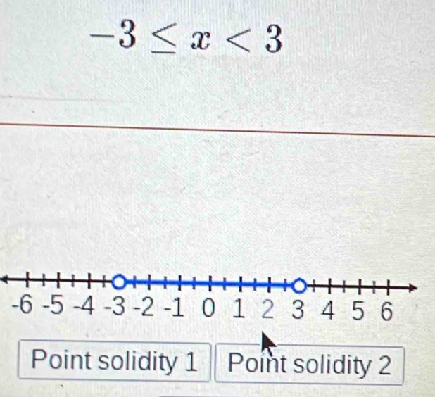 -3≤ x<3</tex> 
Point solidity 1 Point solidity 2