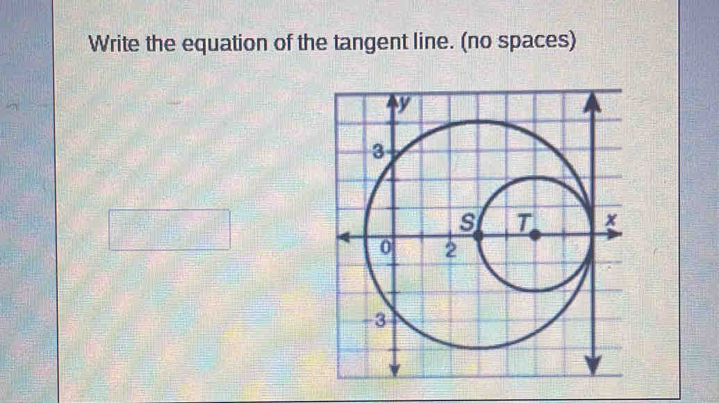 Write the equation of the tangent line. (no spaces)