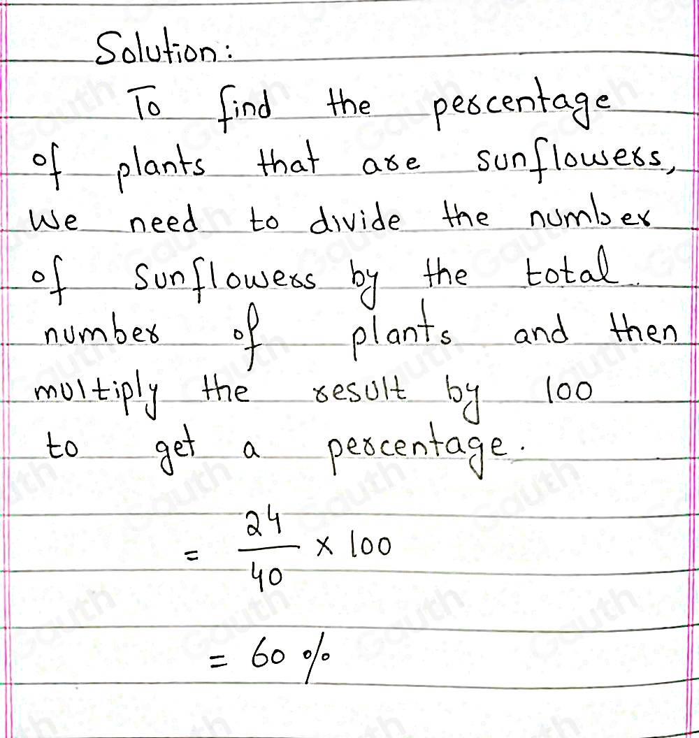 Solved: Oliver has planted a total of 40 plants in his new garden. 24 ...