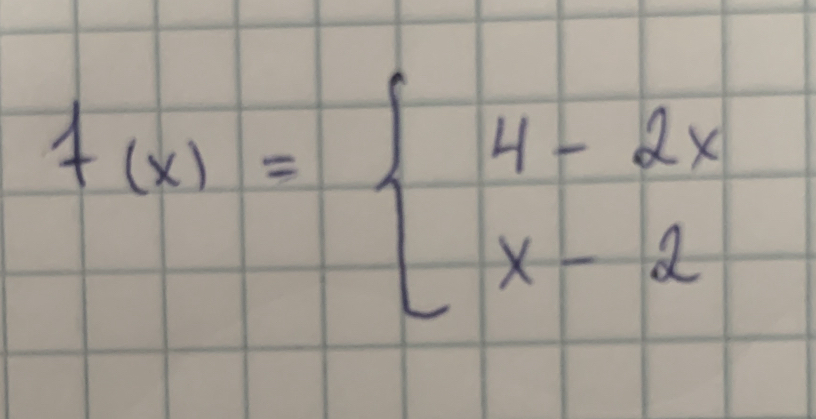 f(x)=beginarrayl 4-2x x-2endarray.