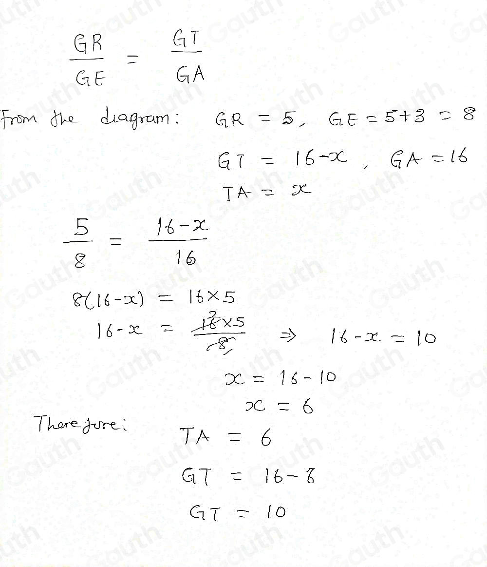 Solved: Using the diagram, find GT and TA : overline RTparallel ...