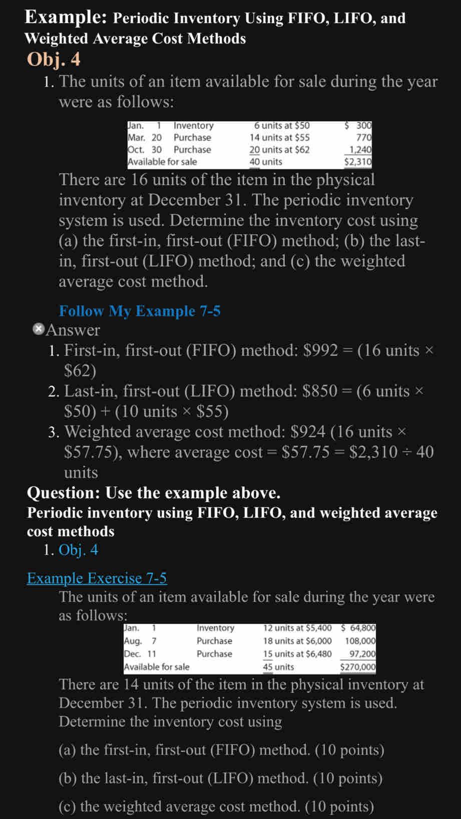 Solved: Example: Periodic Inventory Using FIFO, LIFO, and Weighted ...
