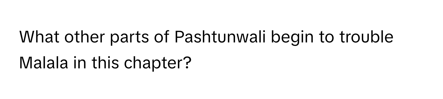 What other parts of Pashtunwali begin to trouble Malala in this chapter?