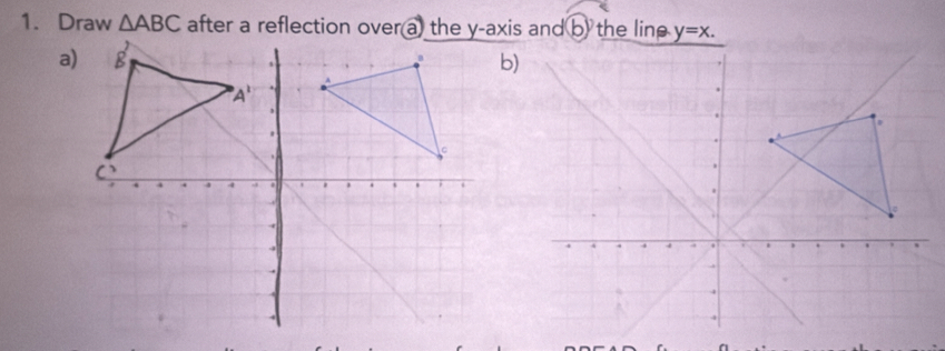 Draw △ ABC y=x. 
b)