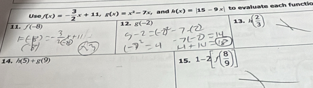 evaluate each functio
1