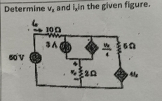 Determine v_x and i in the given figure.