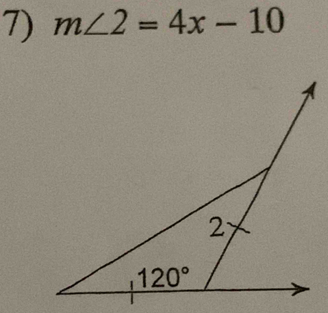 m∠ 2=4x-10