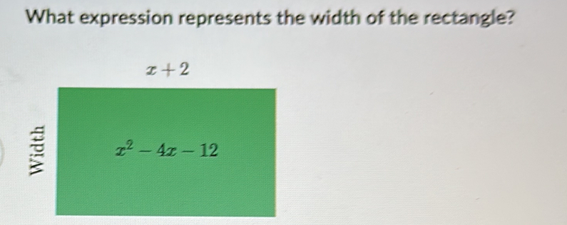 What expression represents the width of the rectangle?