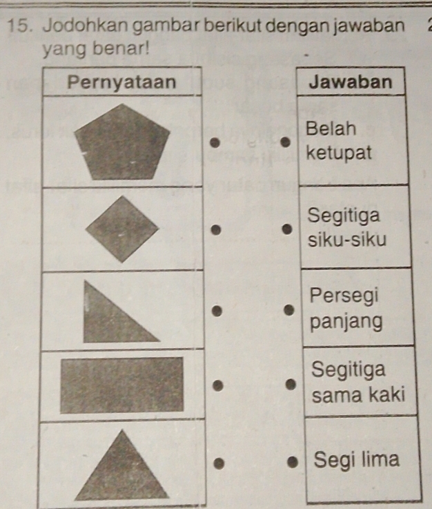 Jodohkan gambar berikut dengan jawaban 
yang benar!