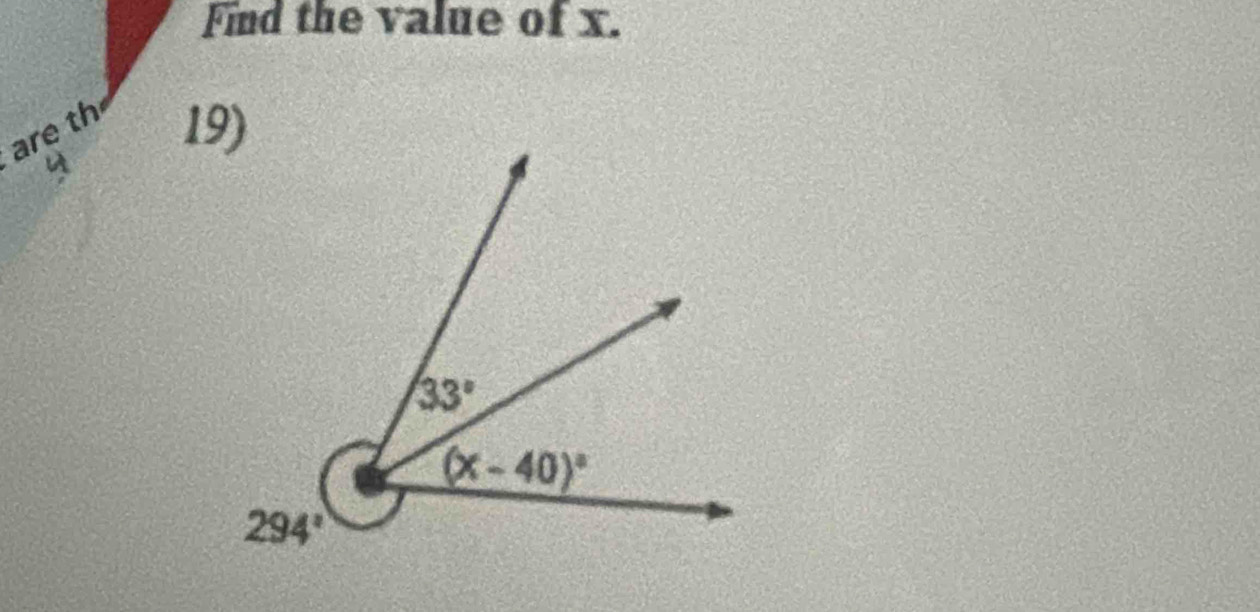 Find the value of x.
are th