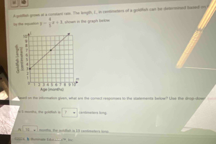 Solved: A goldfish grows at a constant rate. The length, L., in ...