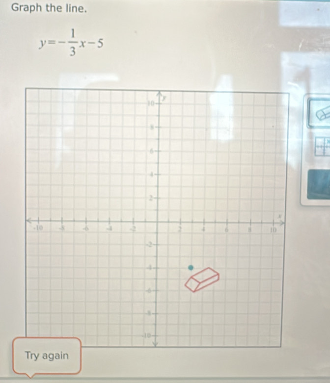 Graph the line.
y=- 1/3 x-5