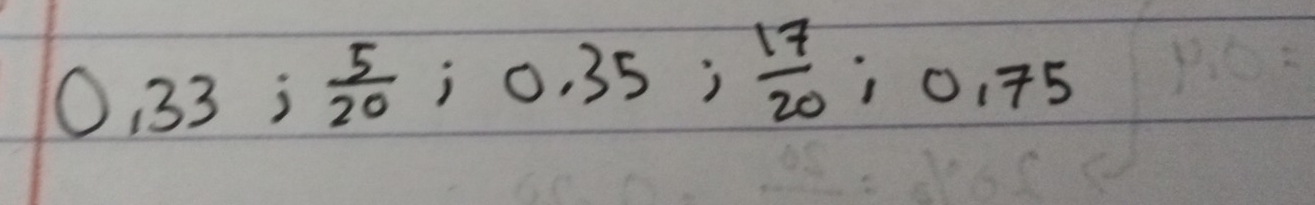 0.33;  5/20 ; 0.35;  17/20 ; 0.75