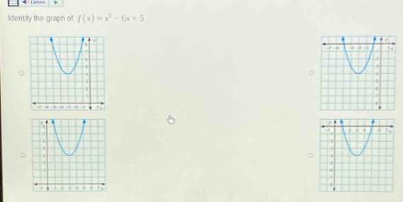 Listen 
Identify the graph of f(x)=x^2-6x+5.