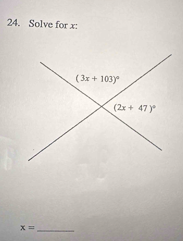 Solve for x:
_ X=