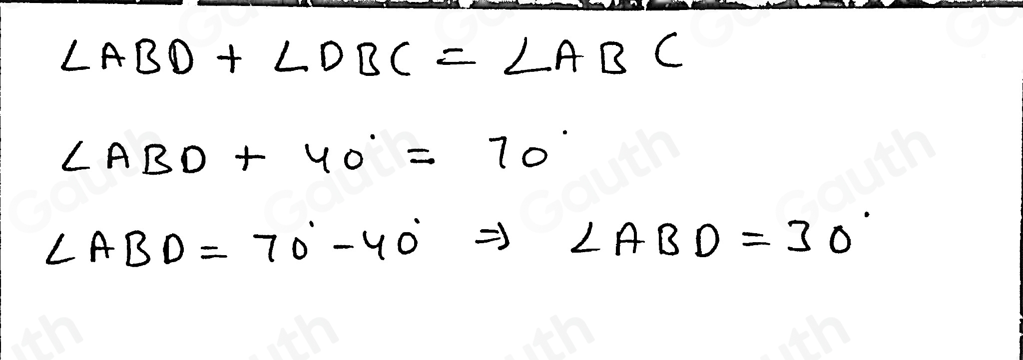 Solved: If m∠ ABC=70° , what is m∠ ABD ? Justify your reasoning. Using ...
