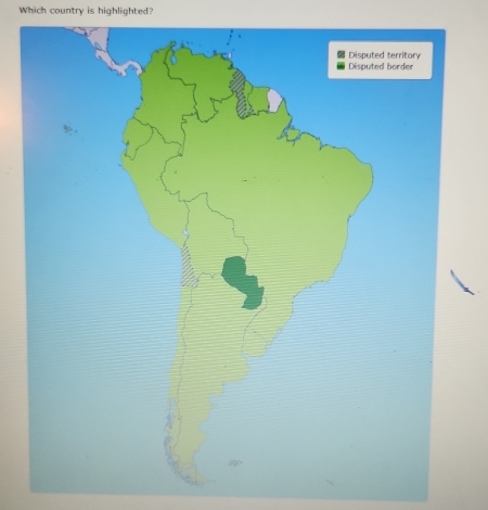 Which country is highlighted?
Disputed territory
Disputed border