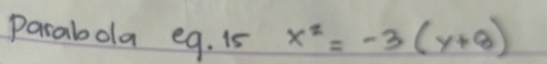 parabola eg. 15 x^2=-3(y+8)