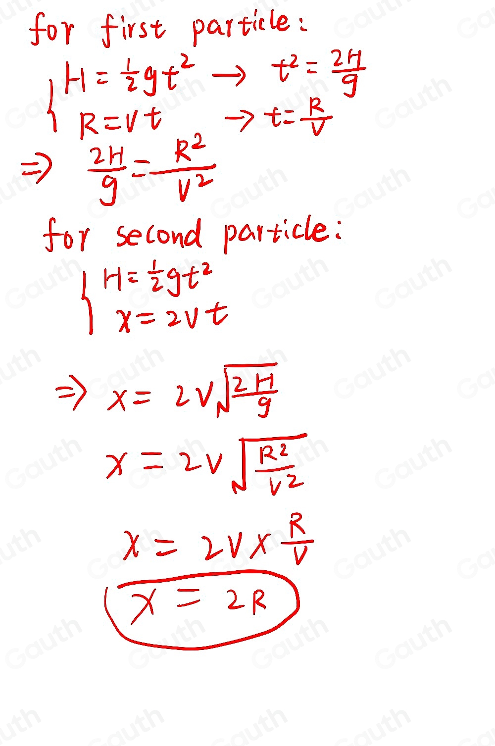 Solved: A particle is projected horizontally with speed v from a height ...