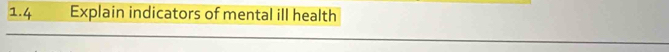 1.4 Explain indicators of mental ill health