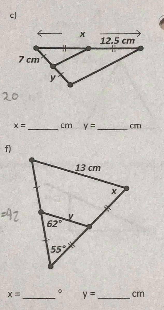 x=
_cm y= _cm
f)
x=
_。 y= _
cm