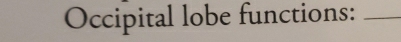 Occipital lobe functions:_