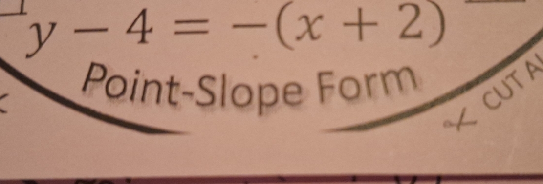 y-4=-(x+2)
Point-Slope Form
X CUTA