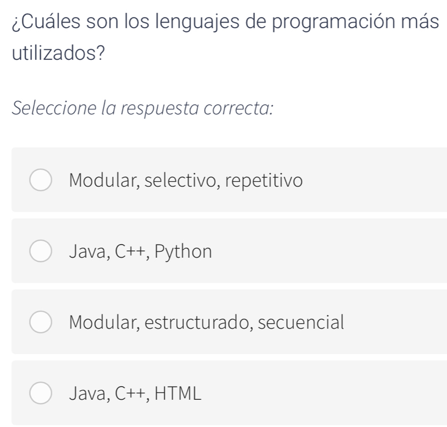 Resuelto:¿Cuáles son los lenguajes de programación más utilizados ...