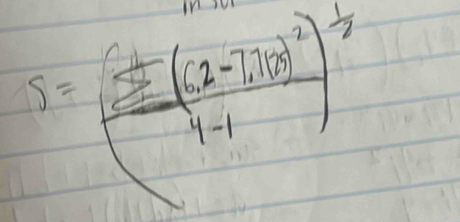 s=(frac (sumlimits _1=1)^2)(6)^224)^ 1/2 