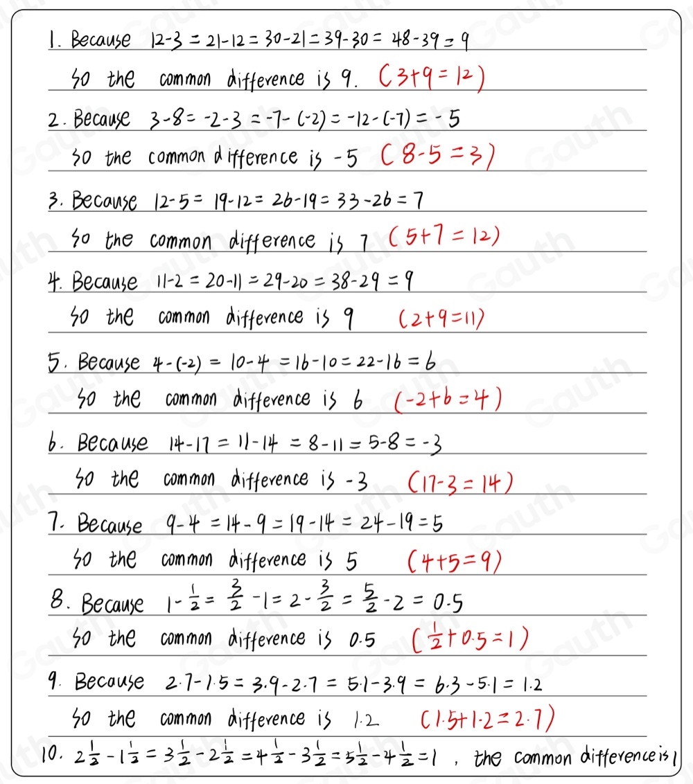 Solved: An arithmetic sequence has a common difference. Given the ...