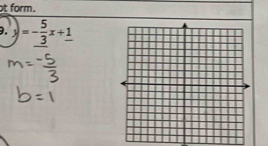 ot form. 
9. =- 5/3 x+_ 1