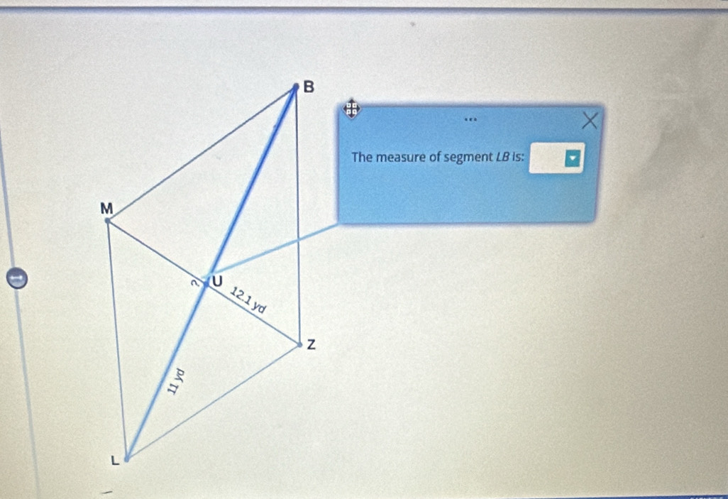 The measure of segment LB is: