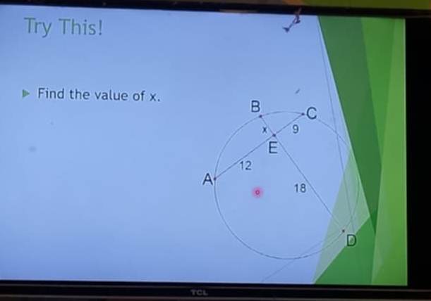 Try This! 
a 
Find the value of x. 
TCL