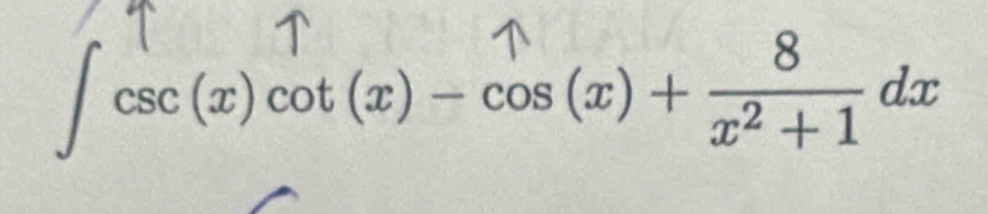 ∈t _csc (x)cot (x)-cos (x)+ 8/x^2+1 dx