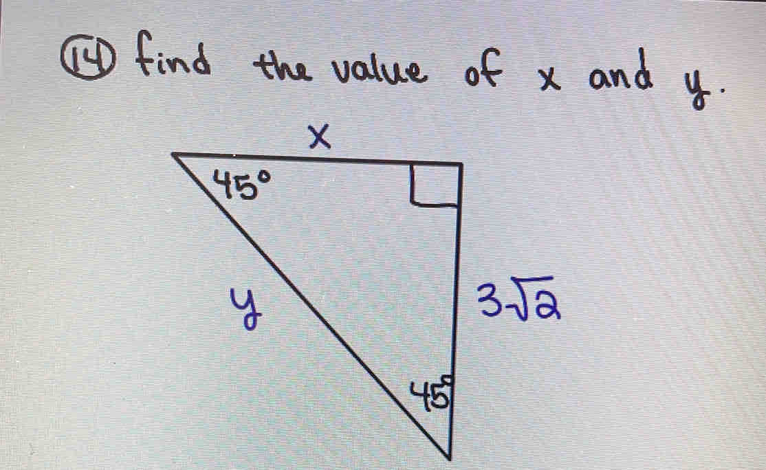 ⑩D find the value of x and y.