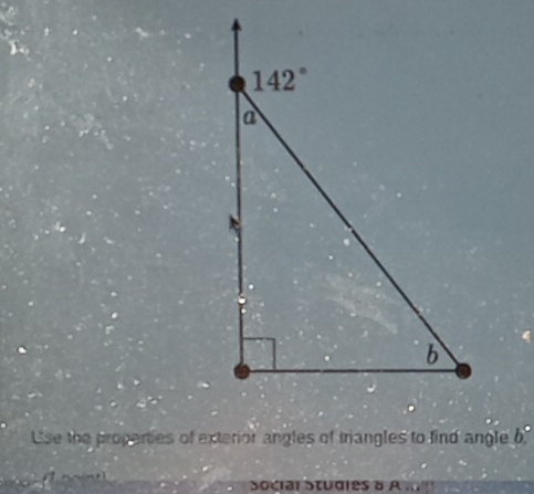 Use the properties of extenor angles of triangles to find angle o
Social Studies δ A