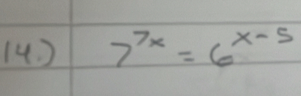 (4. ) 7^(7x)=6^(x-5)