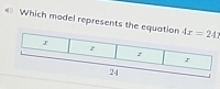 Which model represents the equat 4x=241