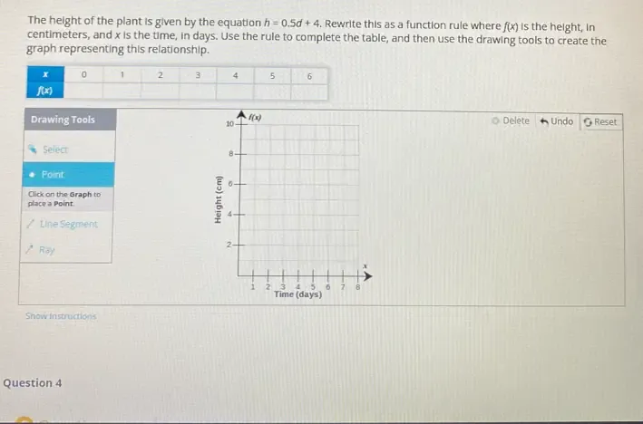 Solved: The height of the plant is given by the equation h=0.5d+4 ...