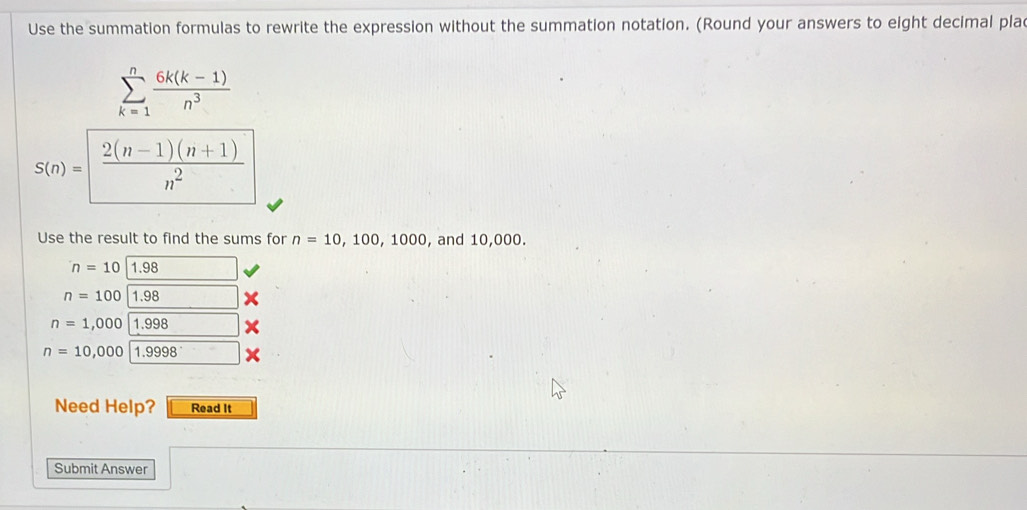 Use the summation formulas to rewrite the expression without the ...