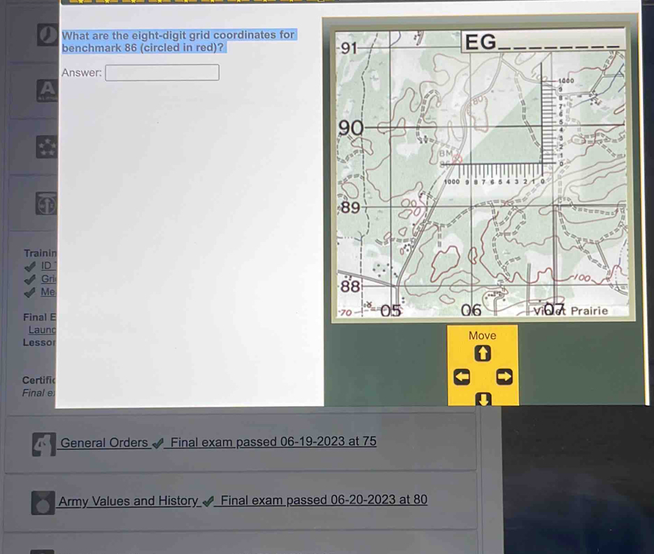 Solved: What are the eight-digit grid coordinates for benchmark 86 ...