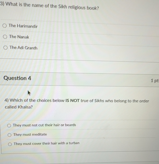 Solved: What is the name of the Sikh religious book? The Harimandir The ...