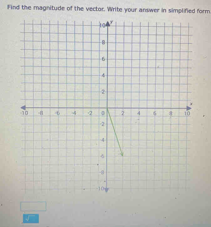 Find the magnitude of the vector. Write your answer in simplified form