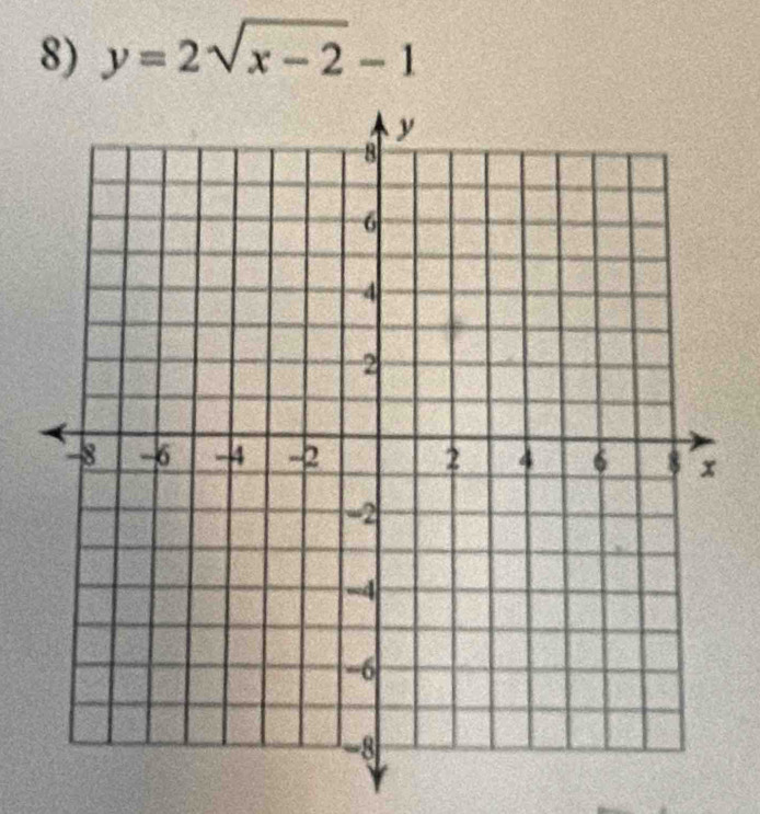 y=2sqrt(x-2)-1