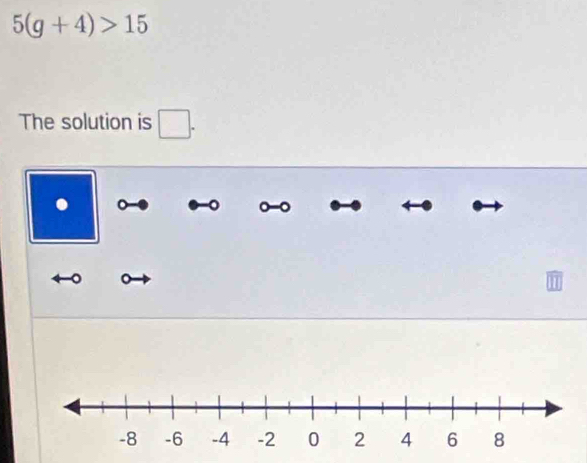 5(g+4)>15
The solution is □. 
. 。 。